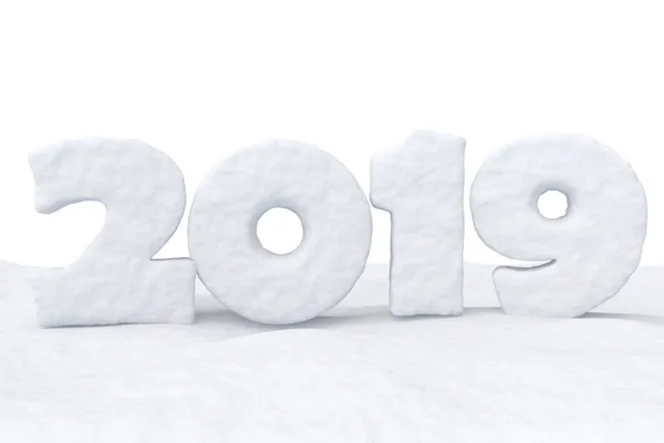 Новым 2019 Годом Знак Текст Написан Цифрами Сделанными Снега Поверхности — стоковое фото