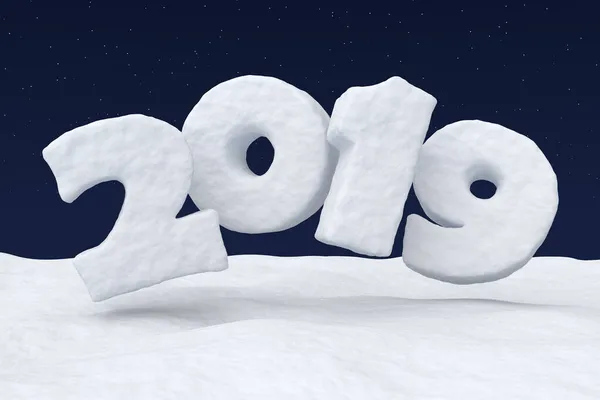 Текст Новогоднего Знака 2019 Года Цифрами Сделанными Снега Над Снежным — стоковое фото