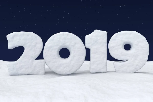 2019 Neujahrsschild Text Mit Zahlen Aus Schnee Auf Schneebedecktem Feld — Stockfoto