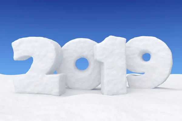 Neujahrsschild Text 2019 Geschrieben Mit Zahlen Aus Schnee Auf Schneefläche — Stockfoto