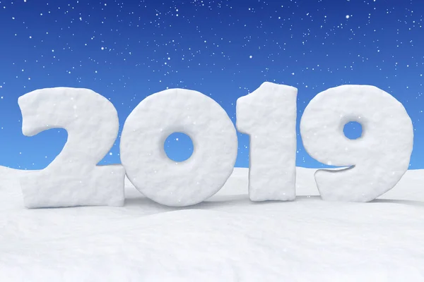 Nowy Rok 2019 Znak Tekst Napisany Liczbami Wykonane Śniegu Powierzchni — Zdjęcie stockowe