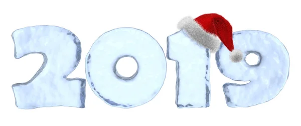Новым 2019 Годом Знак Текст Написан Номерами Чистого Голубого Льда — стоковое фото