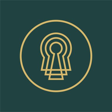 Soyut kilit deliği logo simgesi tasarımı, güvenlik koruma sembolü