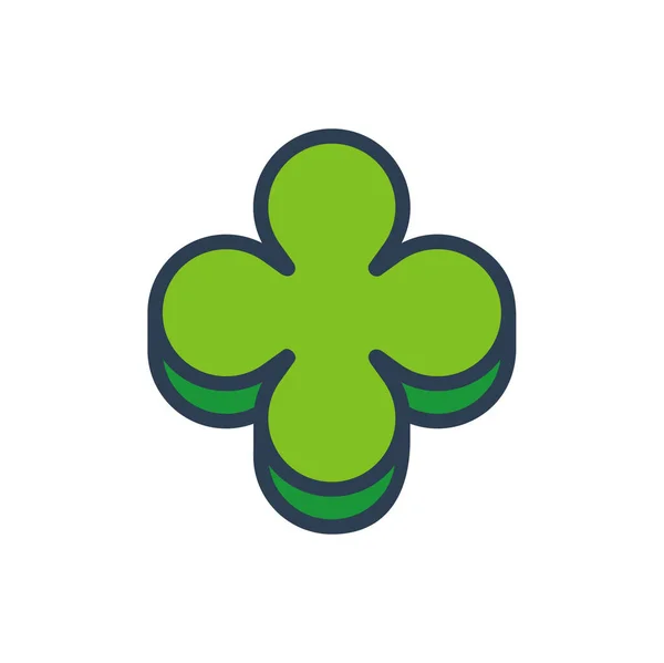 Cartoon clover illustration, green shamrock leaf sticker, clover plant logo icon