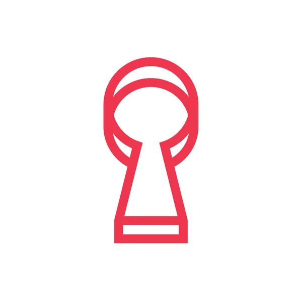 简单线条钥匙孔标识设计 安全保护概念 锁图标设计 线条艺术风格标识 — 图库矢量图片