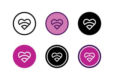 Kalp şekli logosu koleksiyonu, aşk sembolü vektörü