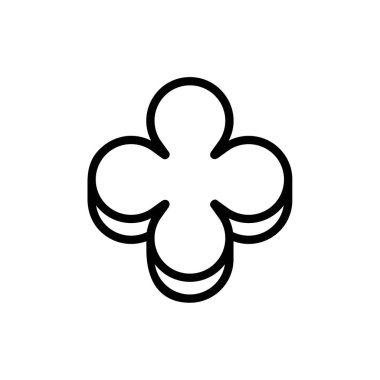 Soyut yonca yaprak simgesi, beyaz ve siyah renk, çizgi sanat tarzı illüstrasyon