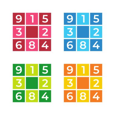 Sudoku oyun simgesi seti, popüler bulmaca oyunu konsepti