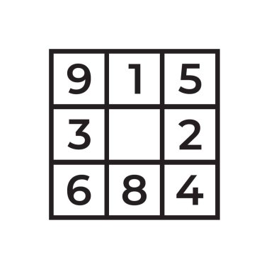 Sudoku simgesi tasarımı, satır sanatı illüstrasyonu - Vektör