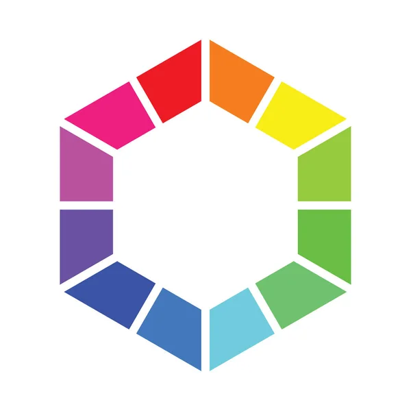 Color Theory Illustration Design Rainbow Colors Hexagon Shape — Stockvektor
