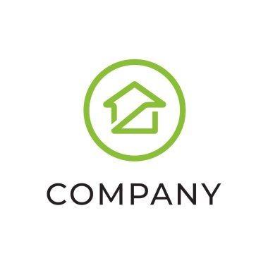 Basit ev logosu tasarımı, satır sanatı tarzı ev logosu, vektör illüstrasyonu