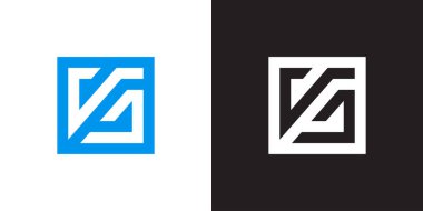 Harf VJ geometrik logo tasarımı, vektör illüstrasyonu