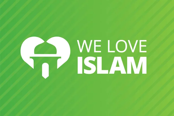Любим Ислам Религия Сердце Мечеть Символ Истинные Мусульманские Иллюстрации — стоковый вектор
