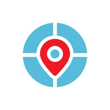 Konum hedefleme logosu, harita pin hedefi konumu - Vektör