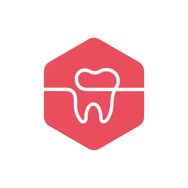 Diş Logosu Tasarımı Altıgen Şekilli Diş Simgesi Dişçi Logosu Vektörü — Stok Vektör