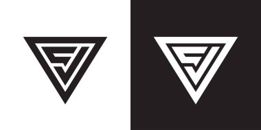 İlk harf CV veya VC logo tasarımı, yaratıcı monogram logosu, üçgen şekil logosu