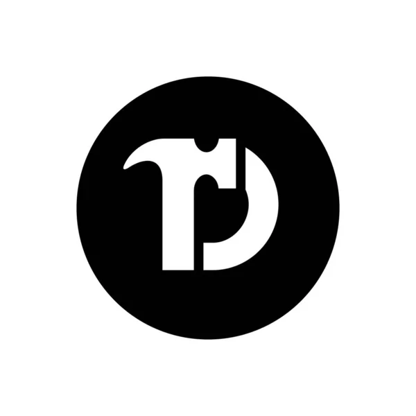Carta Martelo Logotipo Ícone Modelo Design Letra Anexado Com Martelo — Vetor de Stock