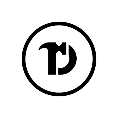 Çekiç ve D harfi logo kombinasyonu, ev onarım ikonu, tamirci tamir aracı - Vektör