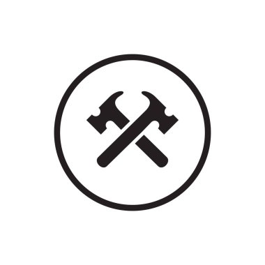 Çekiç logosu şablonu, çapraz çekiç ikonu tasarımı, vektör illüstrasyonu