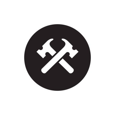 İki çekiç logosu tasarımı, çift çekiç sembolü - vektör