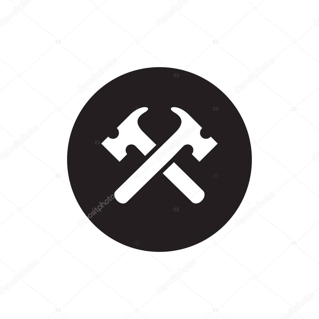 Two hammer logo icon design, double hammer symbol - Vector