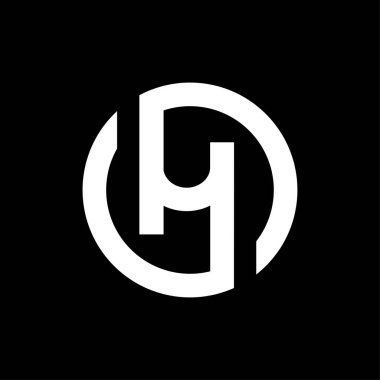 H letter circle logo design, white color on black background - Vector