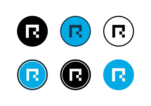 Alphabet Logo Icon Set Digital Technology Logo Concept Modern Letter — Vettoriale Stock