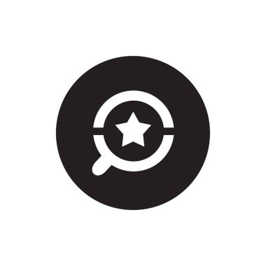 Magnifying glass and star logo icon, vector illustration