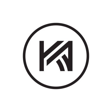 KA letter logo desgin in circle style, black color on white background