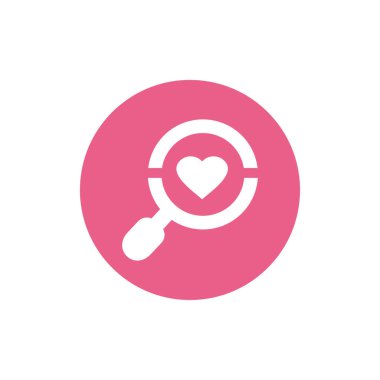 Searching for love logo icon, magnifier glass and heart symbol - Vector