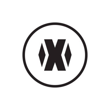Abstract letter X logo design, black and white color