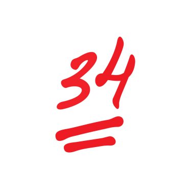 34 points illustration, thirty four points final exam score, isolated on white background