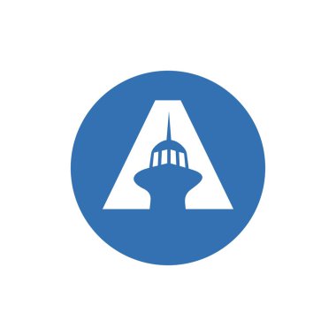 A harfi deniz feneri logo şablonu, A harfi logo simgesi illüstrasyonu