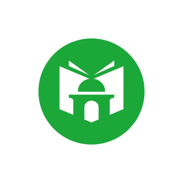 Müslüman Kitabı Logo Ikonu Tasarımı Cami Kitap Kombinasyon Vektörü — Stok Vektör