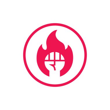 Yumruk logo vektörünü ateşle, devrim logo ikonu tasarımını protesto et