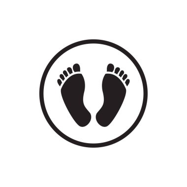 İnsan ayağı logosu, ayak izi ikonu vektör şablonu