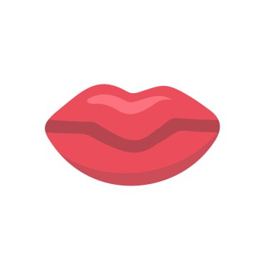 Düz tasarım biçiminde ağız veya dudak simgesi, vektör illüstrasyonu
