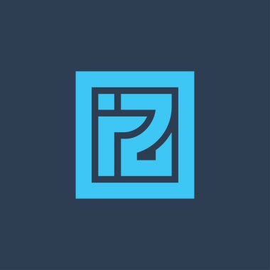 İlk harf iZ logo tasarım şablonu elementleri, siyah arkaplan üzerinde izole