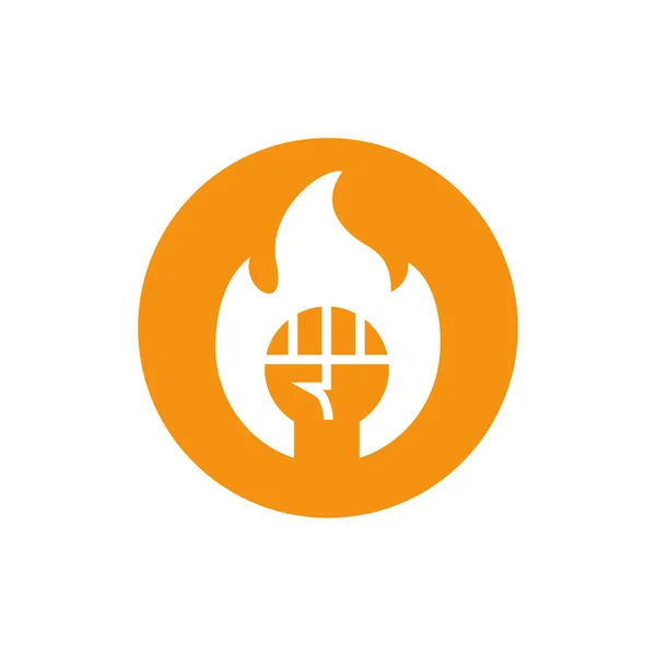 Vlammende Vuist Logo Vuist Met Vuur Vlammen Logo Icoon Vector — Stockvector