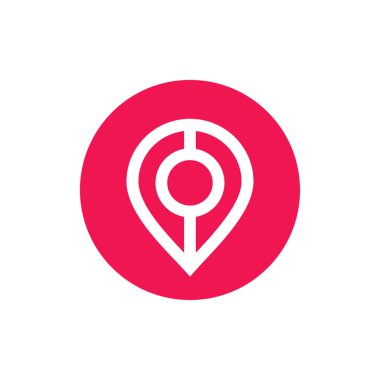 Soyut pin noktası logo tasarımı ögesi, harita konum belirteç vektörü simgesi