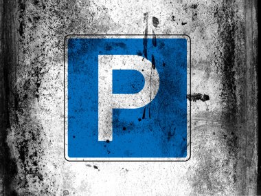 pis pis lekeler her tarafı ile boyanmış tahta yol işaret otopark