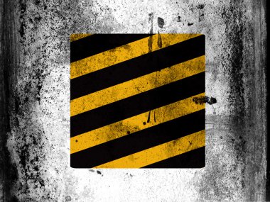 Her tarafı pis pis lekeler ile boyanmış tahta uyarı yol işareti