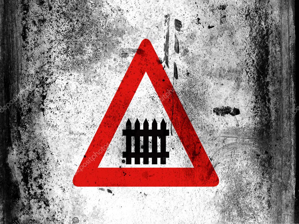 Level Crossing With Barrier Or Gate Ahead Road Sign Painted On Board With Grungy Dirty Stains All Over It Stock Photo Image By C Olesha Level Crossing With Barrier Or Gate Ahead Road Sign Painted On Board With Grungy Dirty Stains All Over It Stock Photo Image By C Olesha