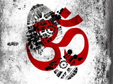 kirli ayak izi ile beyaz tahta at üzerinde çizilmiş hindu sembolü