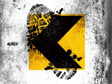 Beyaz tahta üzerine kirli ayak izi ile boyalı yol işaret açmak