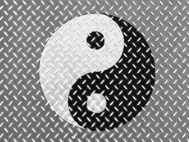 metal yerdeki ying yang işareti