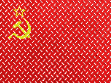 metal yerdeki Sovyetler Birliği bayrağı