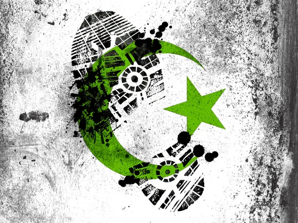 Islam-Symbol auf Whiteboard gemalt mit schmutzigem Fußabdruck — Stockfoto