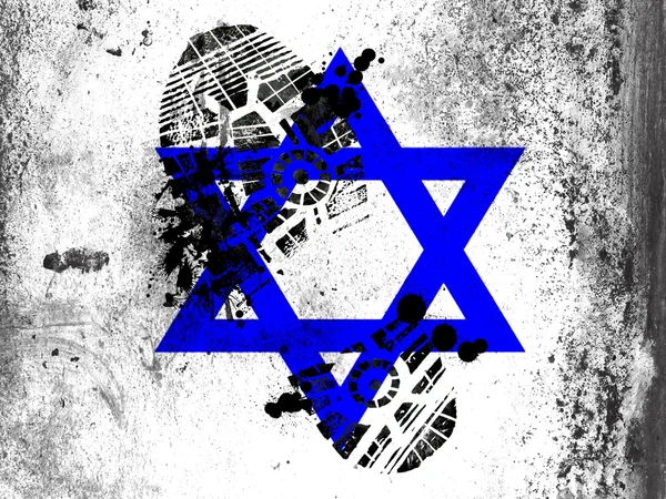 Judiska star målade på whiteboard med smutsiga fotavtryck på det — Stockfoto
