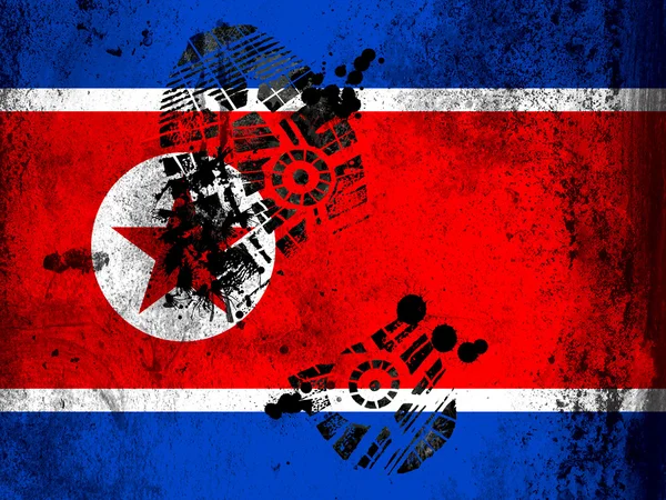 Η σημαία της Βόρειας Κορέας — Φωτογραφία Αρχείου